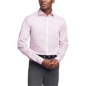 Calvin Klein Mens Steel + Button Down Dress Shirt, Pink, 17.5 Neck, 34-35 Len...